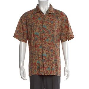 3sixteen Tan Floral Men's Button-Down Short Sleeved Shirt XL